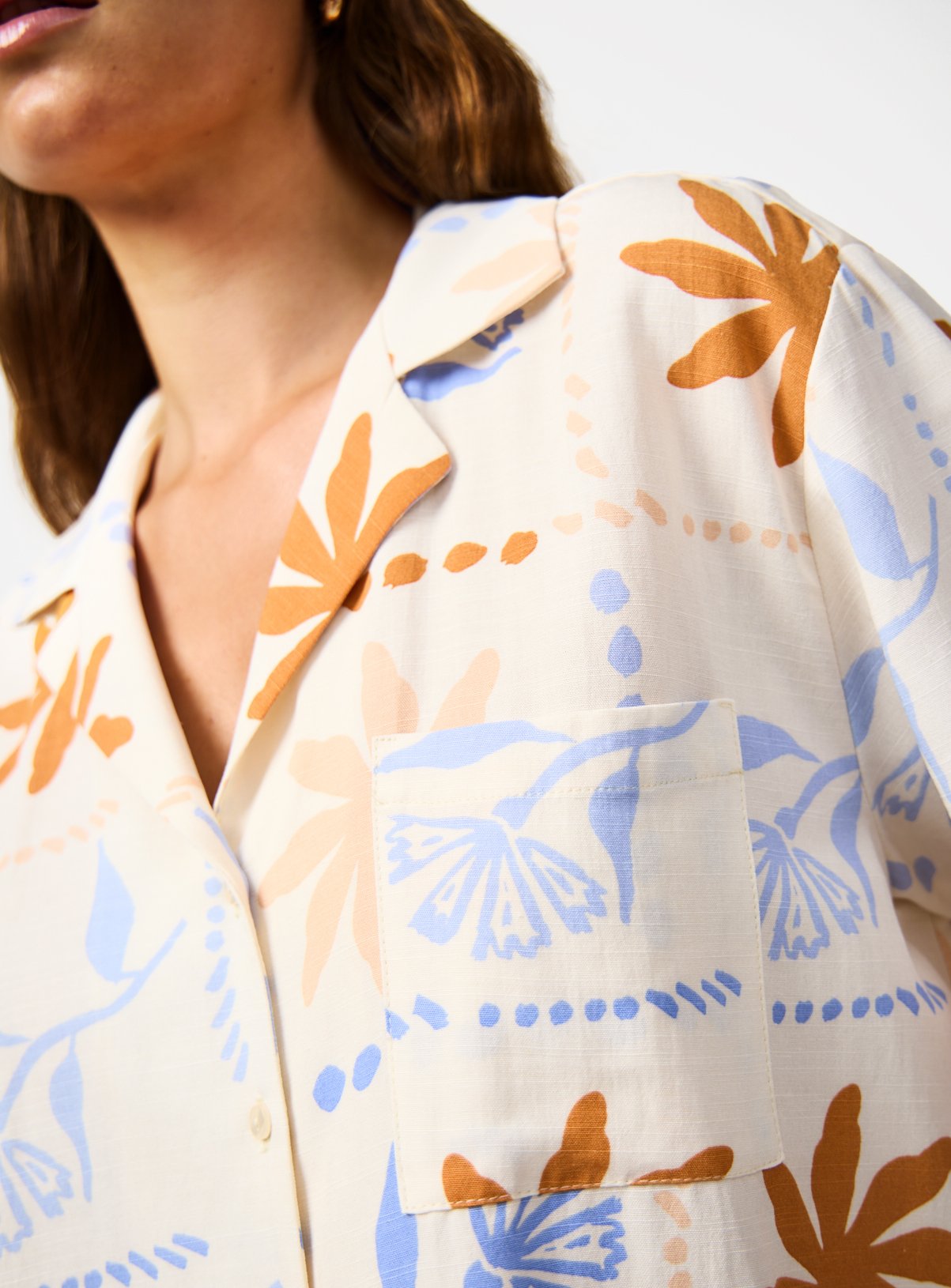 Holiday Patchwork Print Short Sleeve Co-ord Shirt  14 - Image 3 thumbnail
